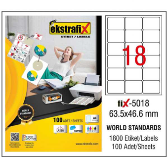 Extrafix Lazer Etiket 63,5X46,6 mm Fix-5018