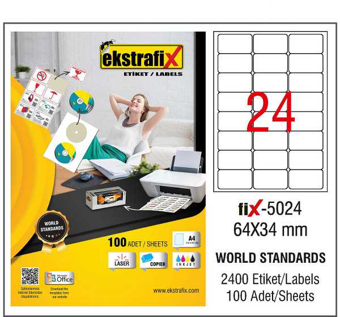 Extrafix Lazer Etiket 64X34 mm Fix-5024 8699071024071
