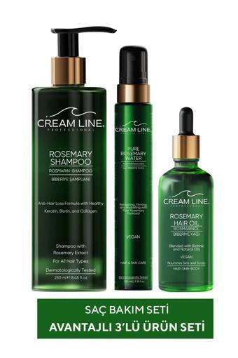 Cream Line 3'Lü Saç Bakım Seti - Dökülme Karşıtı Ve Aşırı Yıpranmış Saçlara Özel