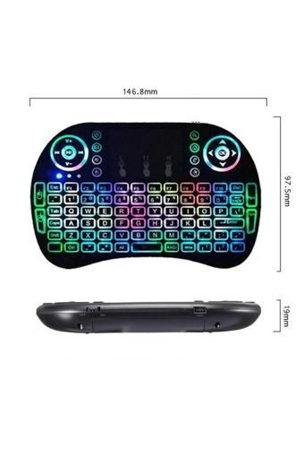 Backlit Mini Klavye Led Işıklı Kablosuz Bluetooth Şarj Edilebilir Mini Türkçe Klavye Mouse Smart Tv Box