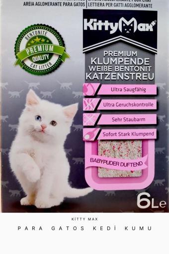 Kittymax Bebek Pudrası Kokulu Bentonit Kedi Kumu 6 Lt