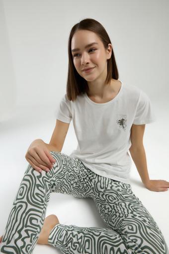 Arnetta 3303 Kadın Bisiklet Yaka Desenli Kısa Kol Pijama Takım