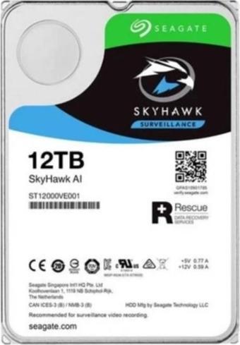 Seagate 3.5" 12 Tb Skyhawk ST12000VE001 Sata 3.0 7200 Rpm 256MB 7/24 HDD ( Distribütör Garantili )