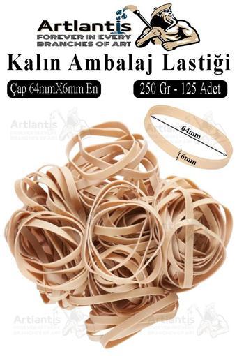 Kalın Ambalaj Lastiği 250 gr 125 li 1 Paket %100 Kauçuk 64x6mm Geniş Büyük Paket Lastik Kasa Poşet Taşıma Lastiği