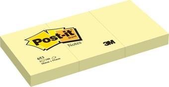 Post-İt Yapışkanlı Not Kağıdı 3 Blok 100 Yaprak 38X51Mm Sarı 653 (4 Koçan)