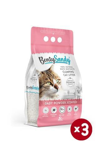 Bebek Pudrası Kokulu Topaklanan Ince Taneli Kedi Kumu 5lx3