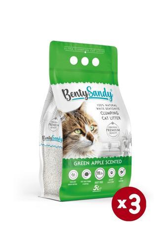 Yeşil Elma Kokulu Topaklanan Ince Taneli Kedi Kumu 5lx3