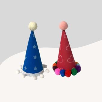 Kediler ve Küçük Irk Köpekler İçin 2Li Parti Şapkası PS80 (El Yapımı)