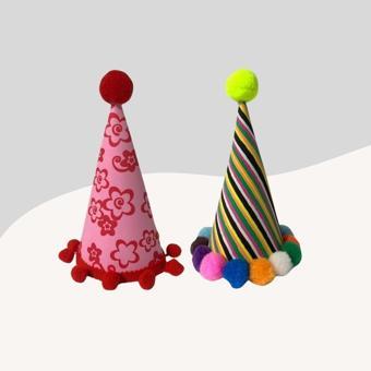 Kediler ve Küçük Irk Köpekler İçin 2Li Parti Şapkası PS46 (El Yapımı)