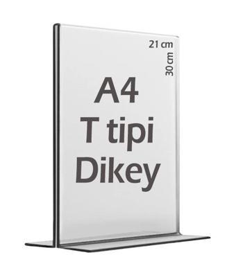 A4 T-Tipi Dikey Şeffaf Pleksi Föylük Menü Broşür Etiket Fotoğraflık Albüm Stand Sehpa Fiyatlık