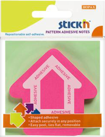 Gıpta Hopax Stickn 21542 Yapışkanlı Not Kağıdı Ok Şekilli 50 Yaprak 70X70 Mm Pembe