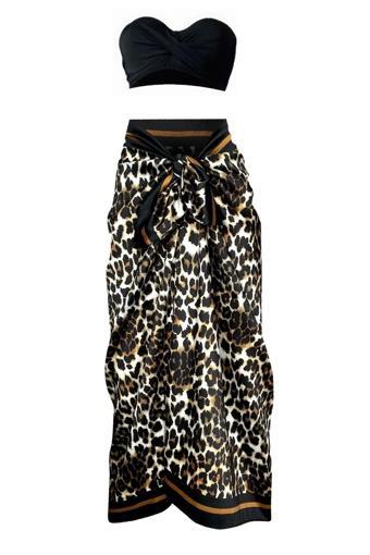 Bolder Lana-Leopar Desen Pareo Iç Göstermeyen Parlak Kumaş-95Cm*145Cm
