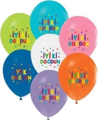 Balonevi Balon 12" 4+0 Funstar İyiki Doğdun Baskılı (8 Li Paket)