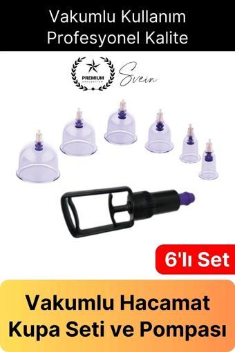 6'lı Kupa Çekme Seti Vakumlu Masaj Aleti Hacamat Pompalı Selülit Çatlak Giderici Dayanıklı