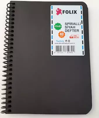 Etika Folix Siyah Defter Spriralli 12X17Cm 120 Gr 40 Yaprak FLX-819692