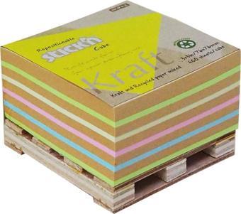 Hopax Stickn Recy Küp Not Yapışkanlı Not Kağıdı 76X76Mm Kraft + 4 Renk 400 Yaprak (4 Paket) 21817