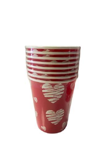 Eventpartystore Sevgililer Günü Kırmızı Beyaz Kalp Bardak 8'Li