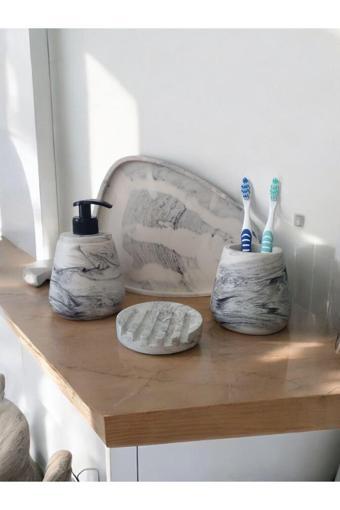 Trust Stone 4'Lü Mermer Desen   Banyo Seti Tuvalet