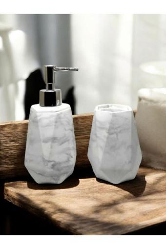 Trust Stone Marble Serisi Mermer Desenli 2'Li Banyo Set