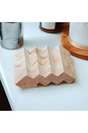 Trust Stone Dekoratif Zigzag Bej  Mermer Desen  El Yapımı Beton Sabunluk