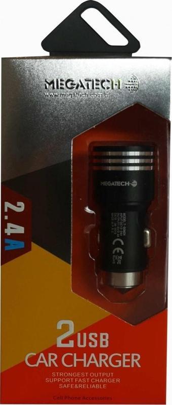 Megatech T05-M24 Gri 2.4A 2Usb Çelik Araç Şarj Aleti