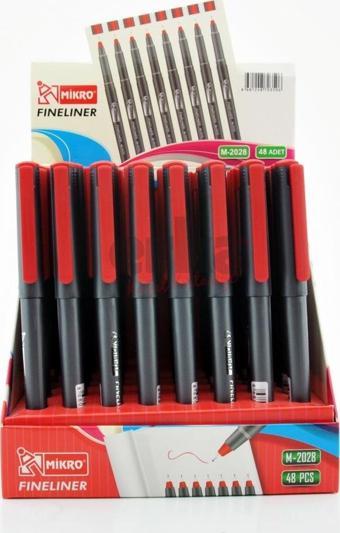 Mikro Fineliner 0.4 Mm Keçeli Kalem Standlı Kalem Kırmızı M2028-48 (48 Li Paket)