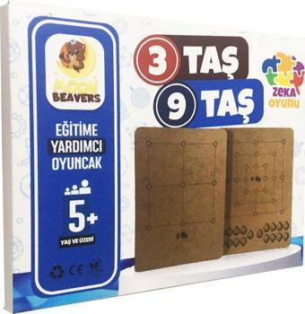 Moon Beavers 3 Taş ve 9 Taş Eğitici Öğretici Geliştirici Boyanabilir Ahşap Zeka Oyuncağı