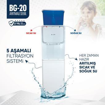 Arıtmalı Sebil Sıcak ve Soğuk 2 Musluklu Hazneli Üstten Basmalı Arıtmalı Sebil - Beyaz Renk - Ideal Mağaza