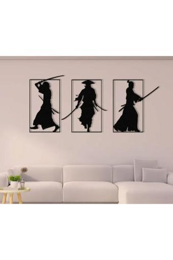 Print Wizzard Samuray Temalı 3 Parçalı Duvar Dekoru – Japon Esintili Modern Tasarım