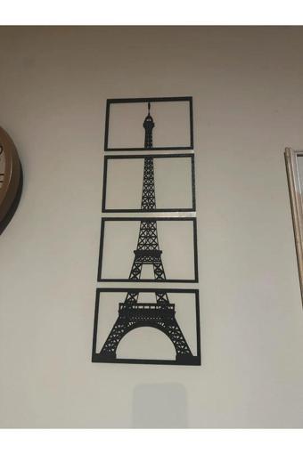 Print Wizzard Eyfel Kulesi 4 Parçalı Duvar Dekoru – Modern Paris Silueti