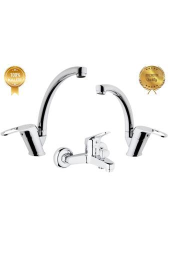 Kare Luxury Lavabo,Banyo,Evye Batarya Üçlü Set