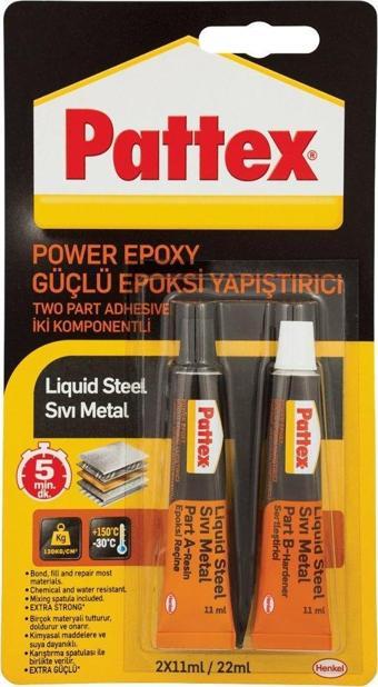 Pattex Rapid Metal Pow Epoxy Likuid Steel 2X11 Ml Güçlü Epoksi Yapıştırıcı Set 1990107