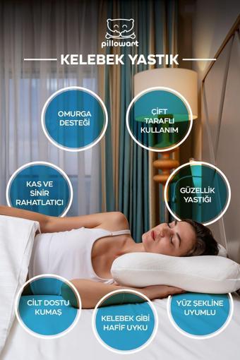 Pillowart Güzellik Yastığı Ortopedik Kırışıklık Önleyici  Kelebek  Visco Yastık