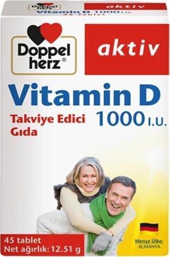 Doppelherz Vitamin D 1000 I.U. Takviye Edici Gıda 45 Tablet