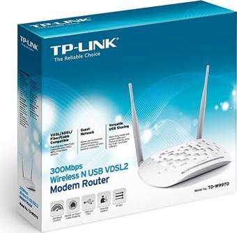 TP-Link Td-W9970 300 Mbps 4 Port Adsl2+-Vdsl-Vpn Kablosuz Fiber Adsl Modem