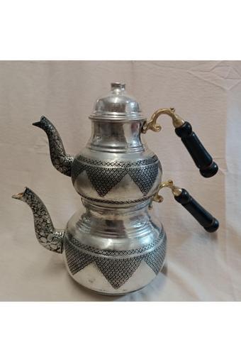 Kıvraklar Bakır Çaydanlık İşlemeli Büyük Boy