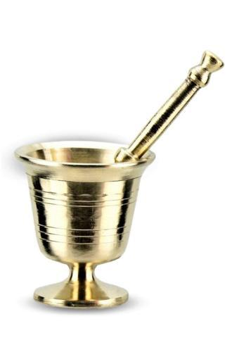 Yıldız Sarı Pirinç Döküm Havan Ve Tokmak No:3 (Boy: 12 Cm)