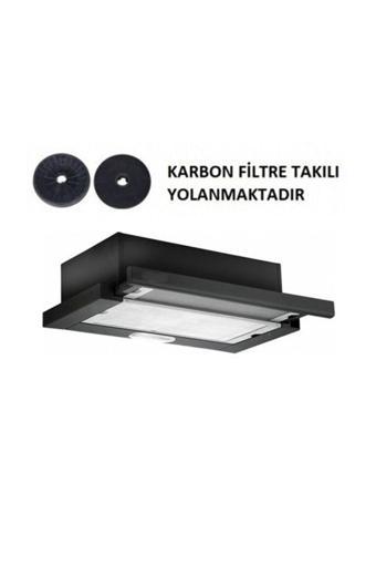 Hibsan Çift Motor Siyah Aspiratör+Karbon Filtre Bacasız Kullanım