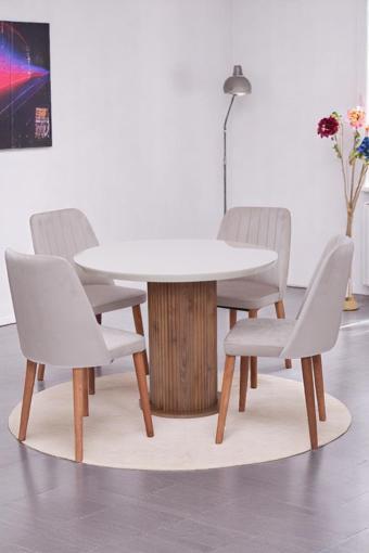 Bohem Milano Yuvarlak Lak Panel Mutfak Masa Takımı 100cm