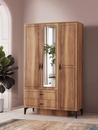 Hazar 3 Kapılı 2 Çekmeceli Gardırop Elbise Dolabı 120x47x200