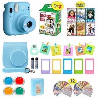 Fujifilm Instax Mini 11 Anlık Kamera Taşıma Çantası/Değer Paketi (20 Sayfa) - Mavi Sky Blue Standard