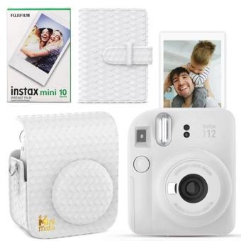 Fujifilm Instax Mini 12 Anlık Fotoğraf Makinesi/Minimate Özel Kılıf/10 Sayfa - Beyaz Clay White
