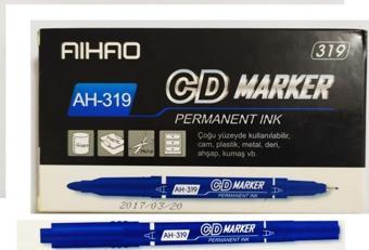 Aihao Permanent CD Kalemi Çift Taraflı Mavi AH-319 (12 Li Paket)