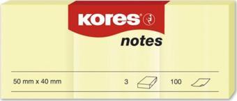 Kores Yapışkanlı Not Kağıdı Sarı 50X40Mm 100 Sayfa (12 Li Paket)