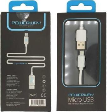 Powerway Sm03 2.A 1 Metre Usb Micro Şarj Kablosu Kutulu Usb 2.0 Hızlı Şarj