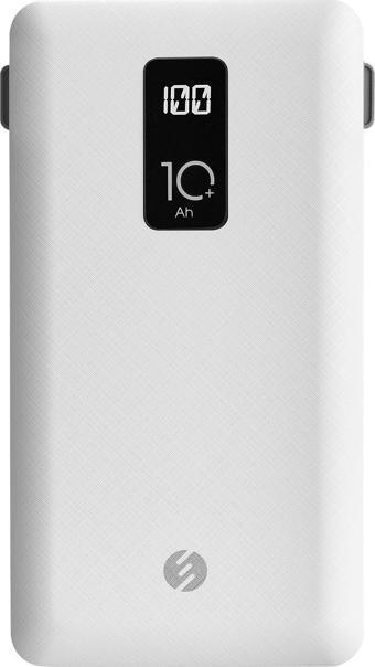 S-Link İp-T100C 10000Mah Lightning+Micro+Type C Kablolu Powerbank Beyaz Lcdli