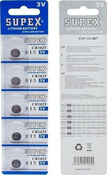 Supex Cr1025 3V Lityum 5 Li Paket Pil