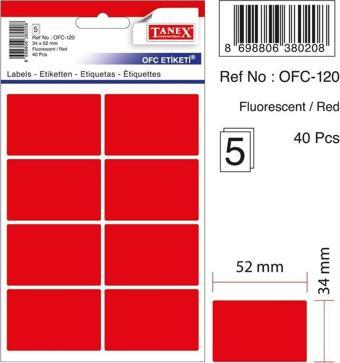 Tanex Flo Kırmızı Ofis Etiketi 5 Yaprak Ofc-120 (10 Lu Paket)