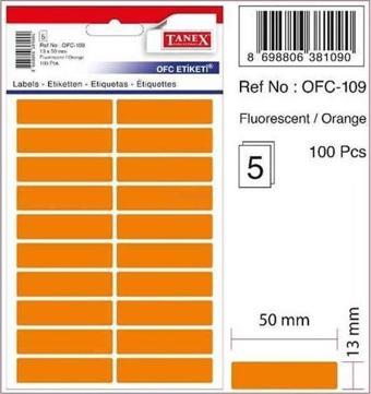 Tanex Ofis Etiketi 13X50Mm 5 Yaprak Fosforlu Turuncu Ofc-109 (10 Lu Paket)