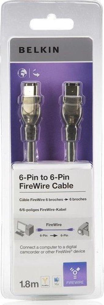 Belkin Bilgisayar Fotoğraf Frwr 6Pin-6Pin Usb Kablosu 1.8 Metre Siyah Blk-F3N400Cp1.8M